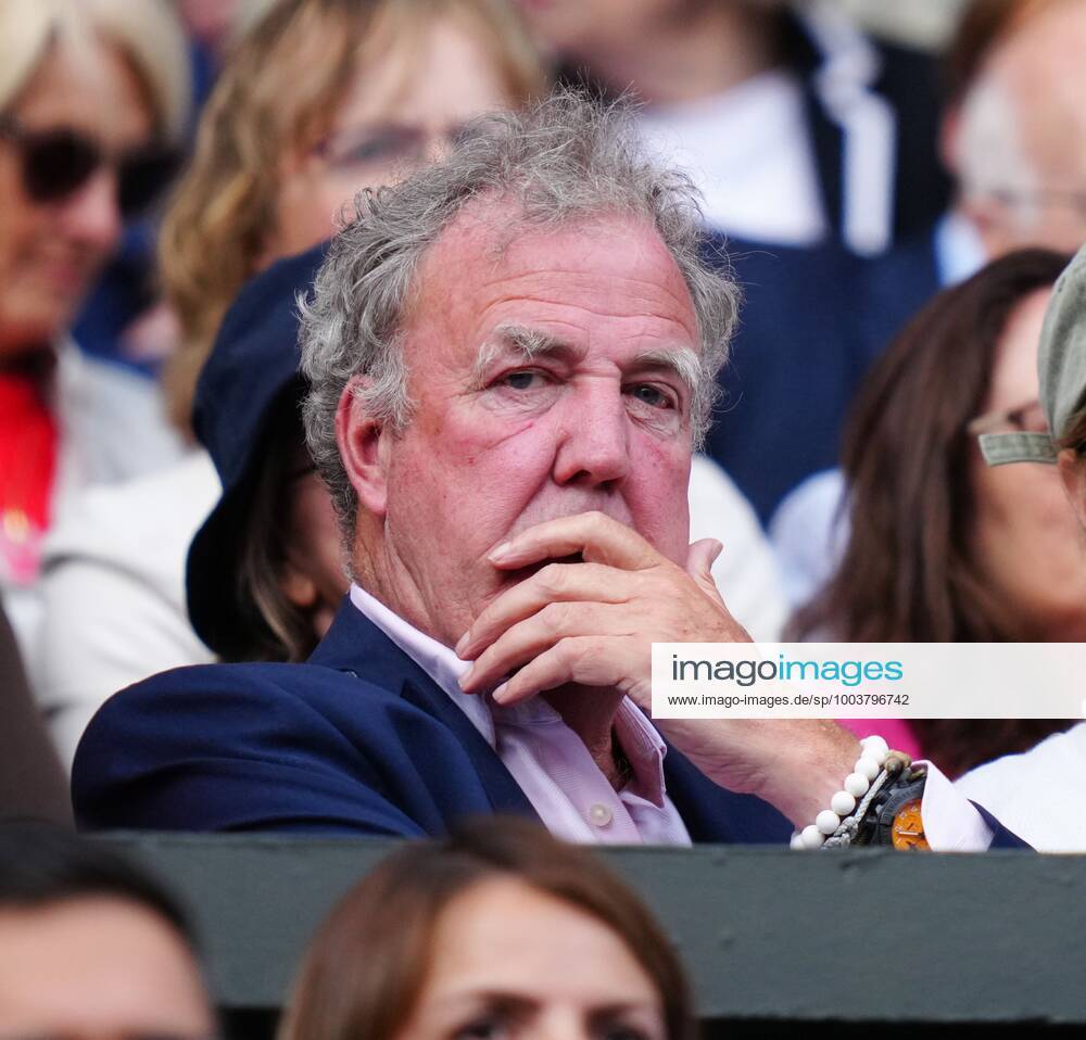 Mandatory Credit: Photo by Shutterstock (12204579di) Jeremy Clarkson in the crowd on Centre Court Wimbledon Tennis Championships, Day 13, The All England Lawn Tennis and Croquet Club, London, UK - 11 Jul 2021 Wimbledon Tennis Championships, Day 13, The All England Lawn Tennis and Croquet Club, London, UK - 11 Jul 2021