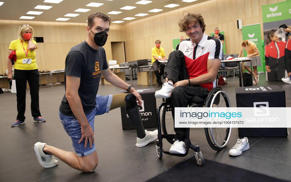 PARALYMPICS - OEPC, equipping Tokyo 2020 VIENNA,AUSTRIA,21.JUL.21 - PARALYMPICS - OEPC, equipping Paralympic Summer Games Tokyo 2020. Image shows Matthias Lanzinger (Salomon) and Nicolas Langmann (AUT). GEPAxpictures xWalterxLuger