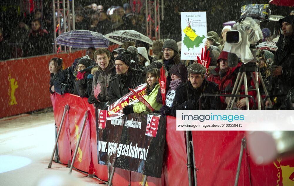 93 Demonstration arrives at the PROMISED LAND-Red Carpet on February 8, 2013 in Berlin, Germany, 63rd Berlinale, snow, Berlin Deutschland Germany