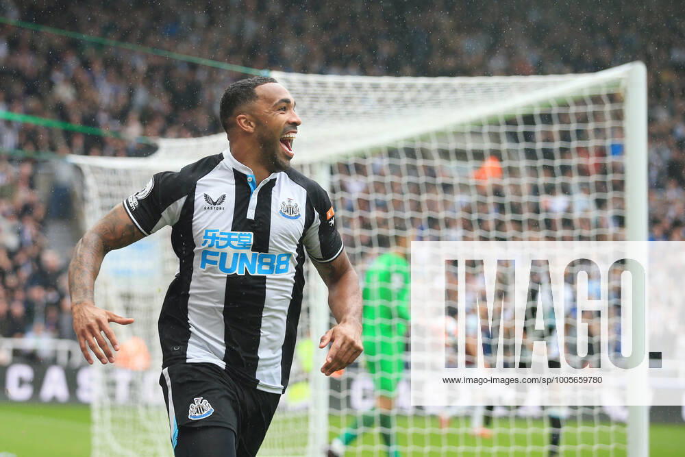 Football - Premier League - Newcastle United v West Ham United 15th August 2021 - Premier League - Newcastle United v West Ham United - Callum Wilson of Newcastle United celebrates after scoring their 1st goal - Photo: Simon Stacpoole Offside. Newcastle-upon-Tyne UK