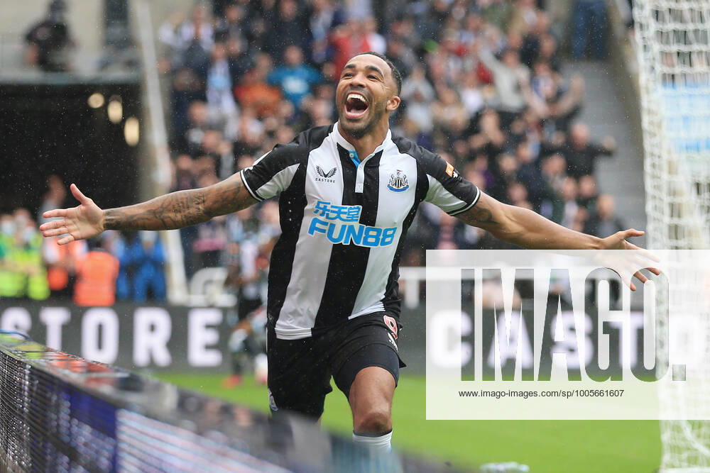 Football - Premier League - Newcastle United v West Ham United 15th August 2021 - Premier League - Newcastle United v West Ham United - Callum Wilson of Newcastle United celebrates after scoring their 1st goal - Photo: Simon Stacpoole Offside. Newcastle-upon-Tyne UK