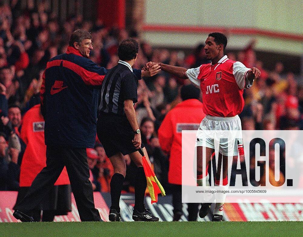 Mandatory Credit: Photo by Andy Hooper Daily Mail Shutterstock (1134326a) Arsene Wenger Celebrates Nicolas Anelka s Goal As A Linesman Looks On. Arsenal V Manchester United, ManU 3-2. The Premier League The Fa Premiership Arsene Wenger Celebrates Nicolas Anelka s Goal As A Linesman Looks On. Arsenal V Manchester United 3-2. The Premier League The Fa Premiership No use with unauthorised audio, video, data, fixture lists (outside the EU), club league logos or live services. Online in-match use limited to 45 images (+15 in extra time). No use to emulate moving images. No use in betting, games or single club league player publications services. Arsene Wenger Celebrates Nicolas Anelka s Goal As A Linesman Looks On. Arsenal V Manchester United 3-2. The Premier League The Fa Premiership No use with unauthorised audio, video, data, fixture lists (outside the EU), club league logos or live services. Online in-match use limited to 45 images (+15 in extra time). No use to emulate moving images. No use in betting, games or