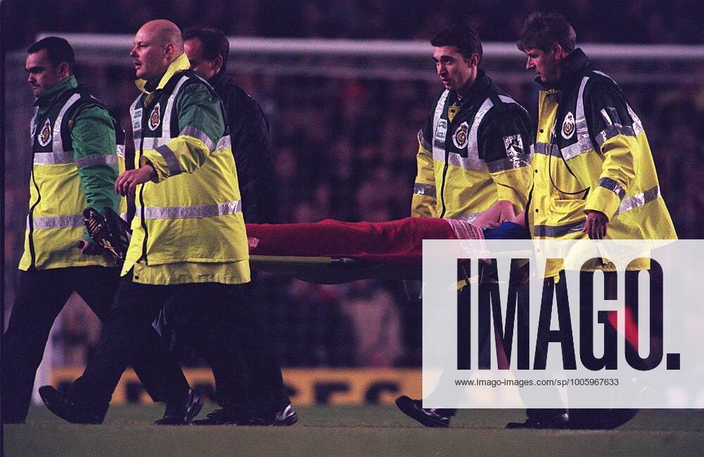 Mandatory Credit: Photo by Andy Hooper Daily Mail Shutterstock (3373525a) Gary Pallister Is Stretchered Off Pitch During Premier League Match Arsenal V Manchester United, ManU (3-2) 1997. Gary Pallister Is Stretchered Off Pitch During Premier League Match Arsenal V Manchester United (3-2) 1997. No use with unauthorised audio, video, data, fixture lists (outside the EU), club league logos or live services. Online in-match use limited to 45 images (+15 in extra time). No use to emulate moving images. No use in betting, games or single club league player publications services. Gary Pallister Is Stretchered Off Pitch During Premier League Match Arsenal V Manchester United (3-2) 1997. No use with unauthorised audio, video, data, fixture lists (outside the EU), club league logos or live services. Online in-match use limited to 45 images (+15 in extra time). No use to emulate moving images. No use in betting, games or