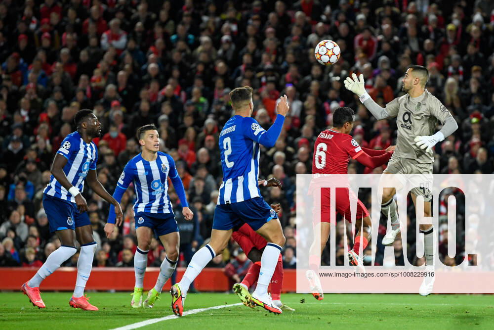 UEFA Champions League Liverpool v FC Porto Diogo Costa 99 of FC Porto clears the ball Liverpool Anfield Merseyside United Kingdom