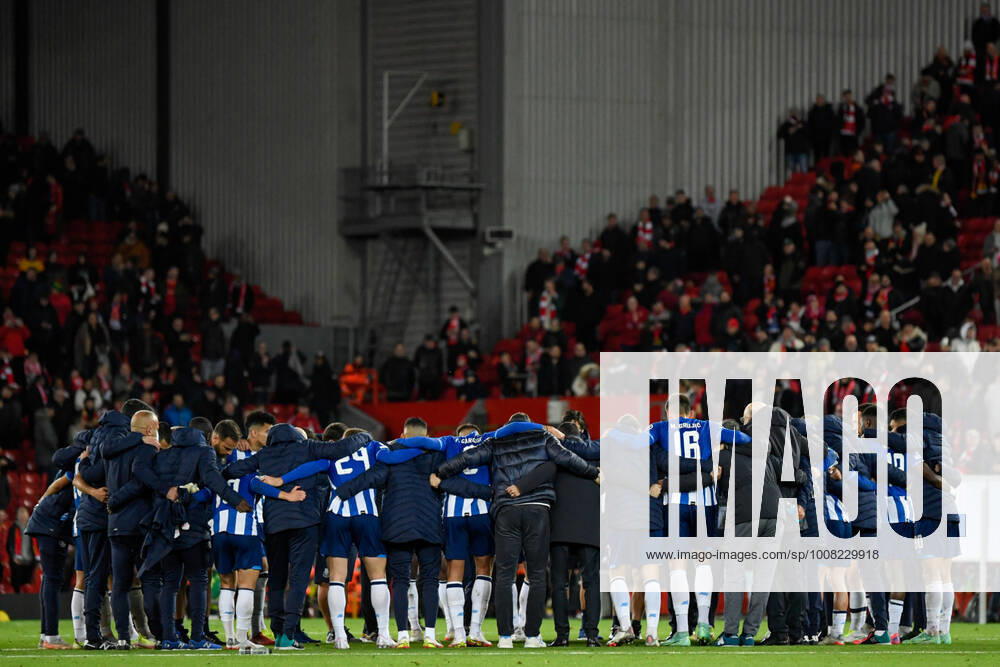 UEFA Champions League Liverpool v FC Porto The FC Porto players form a huddle after the final whistle having lost 2-0 to Liverpool in the UEFA Champions League Liverpool Anfield Merseyside United Kingdom