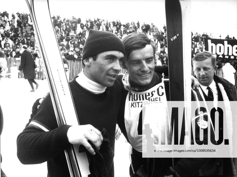 Ski Alpin: Weltcuprennen in Kitzbühel am 22.01.1967. Karl Schranz (li.) und Jean-Claude Killy. Nur fuer journalistische Zwecke! Only for editorial use!
