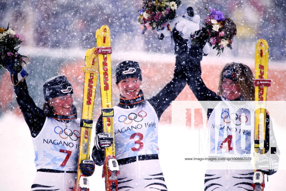 SEIZINGER Katja GER Olympiasiegerin in der Kombination mit ERTL Martina und GERG Hilde Olympische Winterspiele 1998 in Nagano Japan vom 07. - 22. 02 1998 am 17.02.1998 in Nagano