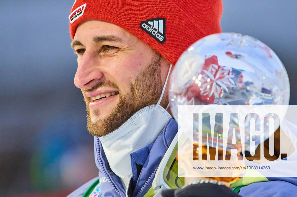 KW52 Markus Eisenbichler, GER celebrate his 2.place at the 70. Four Hills Tournament Ski jumping, Skispringen, Ski, nordisch on Olympiaschanze Garmisch-Partenkirchen, Bavaria, Germany, Jan 1, 2021. Its the celebration of the 100. Neujahrsspringen.