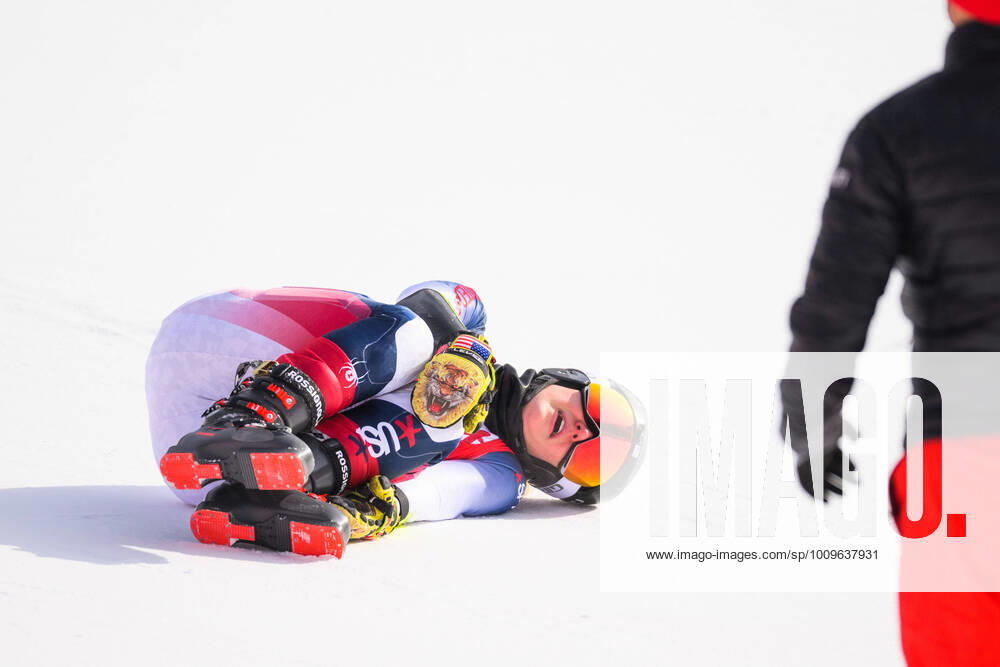Nina O Brien of Usa in pain after a fall when competing in women?s alpine skiing giant slalom during day 3 of the 2022 Winter Olympics on February 7, 2022 in Yanqing. Photo: Maxim Thore BILDBYRAN kod MT MT0307 alpint alpine Olympic Games, Olympische Spiele, Olympia, OS olympics winter olympics os ol olympiska spel vinter-os olympiske leker peking peking 2022 beijing 2022 beijing 2022 olympic games beijing 2022 winter olympic games peking-os beijing-ol vinter-ol 3 bbeng storslalom dag 3 dam