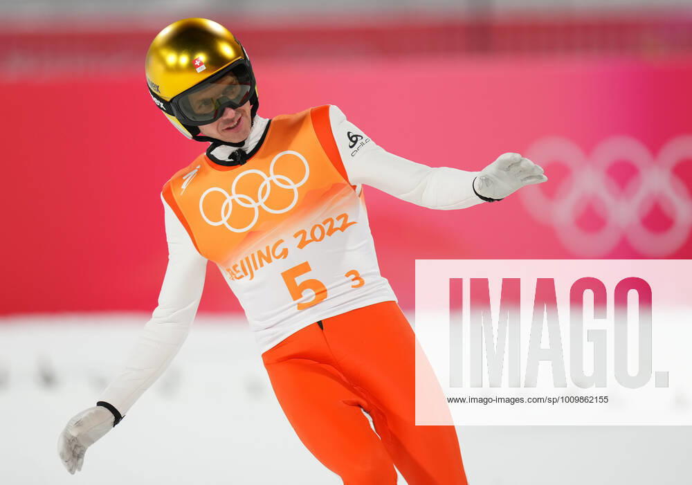 (220214) -- ZHANGJIAKOU, Feb. 14, 2022 -- Simon Ammann of Switzerland reacts during Ski jumping, Skispringen, Ski, nordisch men s team final round at the National Ski Jumping Centre in Zhangjiakou, north China s Hebei Province, Feb. 14, 2022. ) (BEIJING2022) CHINA-ZHANGJIAKOU-OLYMPIC Winter games, Winterspiele,Spiele, Summer games SKI JUMPING-MEN S TEAM (CN) WangxSong