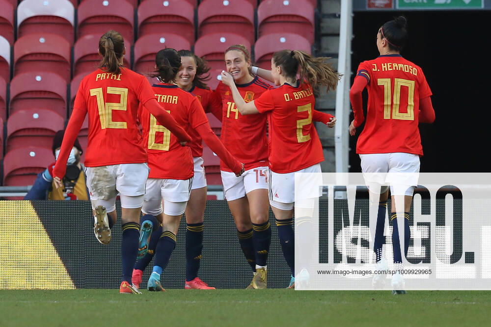 Germany Women v Spain Women Arnold Clark Cup Alexia Putellas Segura of Spain celebrates making it 1-0 to Spain during the Arnold Clark Cup match at the Riverside Stadium, Middlesbrough Content Not Available For UK Newspapers