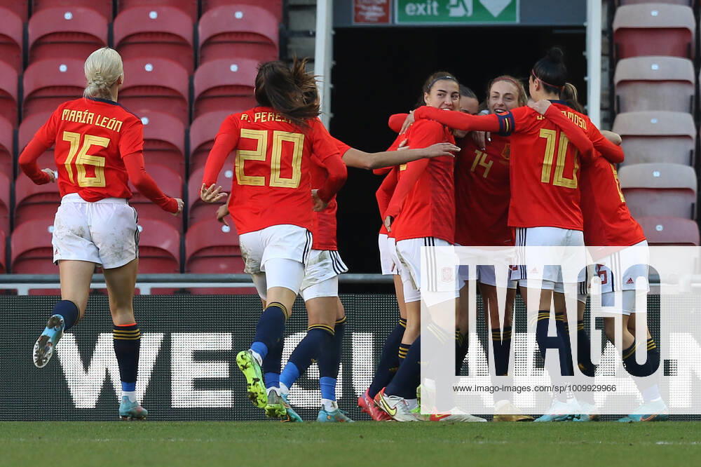 Germany Women v Spain Women Arnold Clark Cup Alexia Putellas Segura of Spain celebrates making it 1-0 to Spain during the Arnold Clark Cup match at the Riverside Stadium, Middlesbrough Content Not Available For UK Newspapers