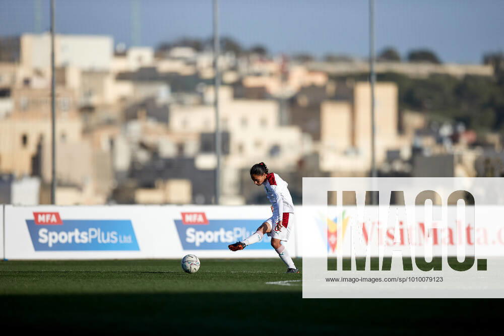 Morocco womens national soccer team player Zineb Redouani during the VisitMalta Women s International Trophy 2022 tournament soccer match between Morocco and Moldova at the Tony Bezzina Stadium, Paola, Malta on 22 February 2022. Morocco beat Moldova 4-0 to win the tournament. Morocco v Moldova Womens VMW_22