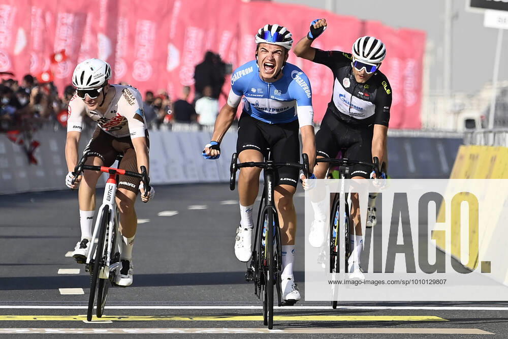 KW08 Photo LaPresse - Fabio Ferrari February 25, 2022 Dubai (United Arab Emirates) Cycling UAE Tour 2022 -EXPO 2020 DUBAI STAGE- Stage 6 -Expo 2020 Dubai at Expo 2020 Dubai - 111 miles In the pic: VACEK Mathias(GAZPROM-RUSVELO) stage winner