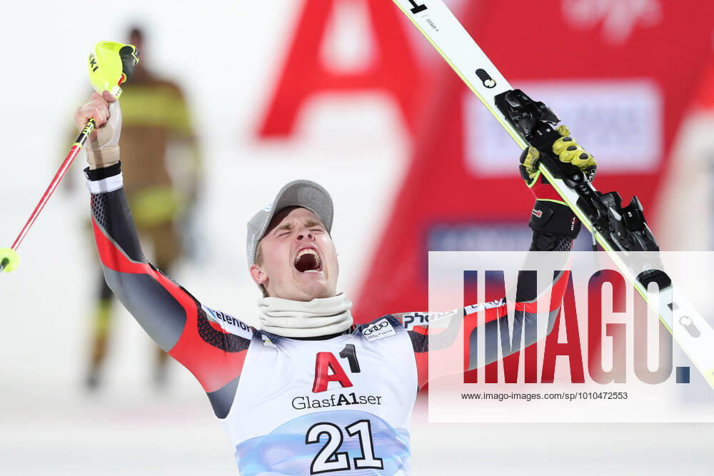 KW10 ALPINE SKIING - FIS WC Flachau FLACHAU,AUSTRIA,09.MAR.22 - FIS World Cup, night slalom, men. Image shows the rejoicing of Atle Lie McGrath (NOR). GEPAxpictures Geieregger