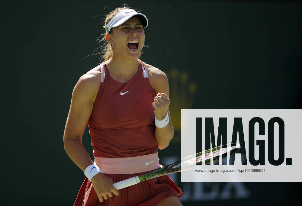 KW11 Mandatory Credit: Photo by Ella Ling Shutterstock (12849404v) Paula Badosa of Spain celebrates BNP Paribas Open, Tennis, Day 9, Indian Wells Tennis Garden, California, USA - 17 Mar 2022 BNP Paribas Open, Tennis, Day 9, Indian Wells Tennis Garden, California, USA - 17 Mar 2022
