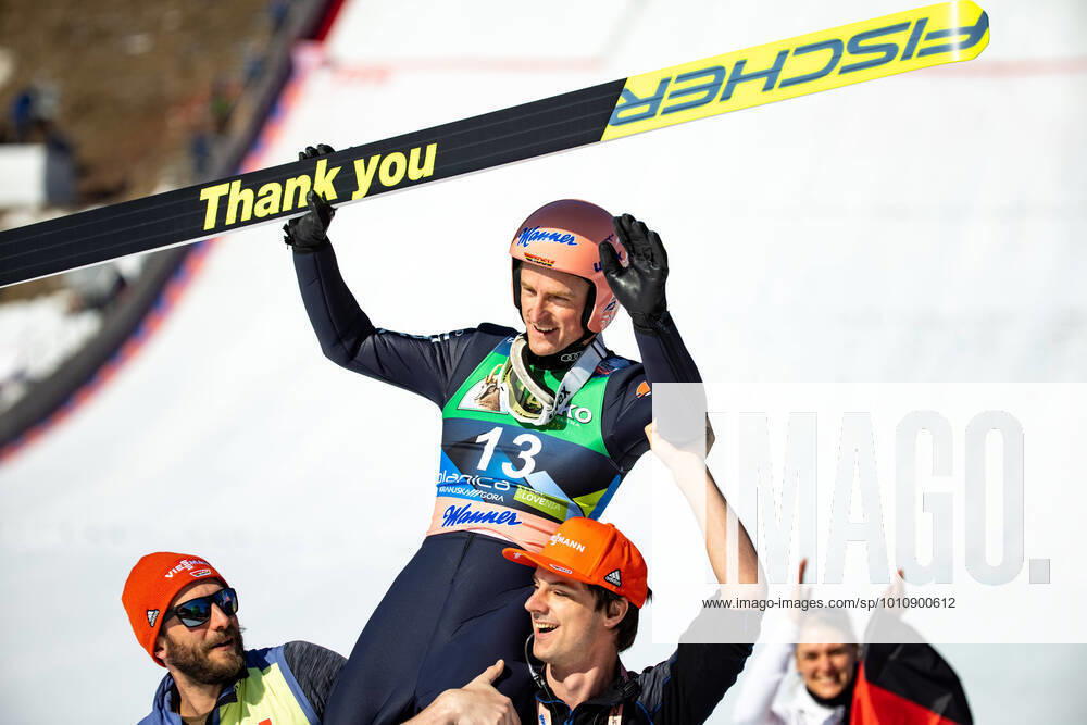 KW12 SKI FLYING - FIS WC Planica PLANICA,SLOVENIA,27.MAR.22 - NORDIC SKIING, Ski jumping, Skispringen, Ski, nordisch SKI FLYING - FIS World Cup. Image shows the rejoicing of Severin Freund (GER). GEPAxpictures Klansek