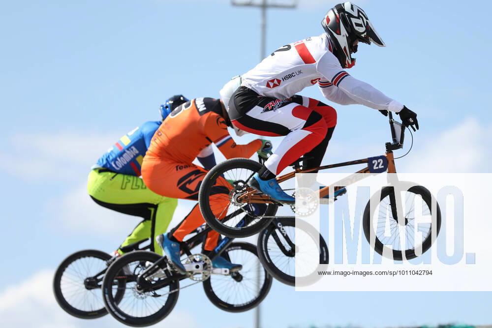 ROSS CULLEN of Great Britain 22 competes in the BMX Racing Elite of the UEC European Cup at the BMX Olympic Arena on April 3rd 2022 in Verona, Italy Verona Italy - ZUMAc179 20220403_zep_c179_044