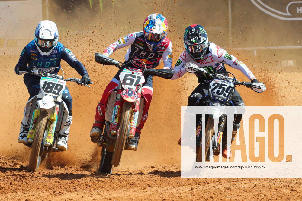 KW13 Portugal MXGP 2022 - Day 2 Prado Jorge 61 (ESP) in GasGas of Red Bull GasGas Factory Racing (C), Coldenhoff Glenn 259 (NED) in Yamaha of Monster Energy Yamaha Factory MXGP, Bogers Brian 189 (NED) in Husqvarna of Standing Construct Husqvarna Factory Racing Team in action during the Portugal MXGP 2022 on April 3, 2022 in Agueda, Portugal. Agueda Aveiro Portugal