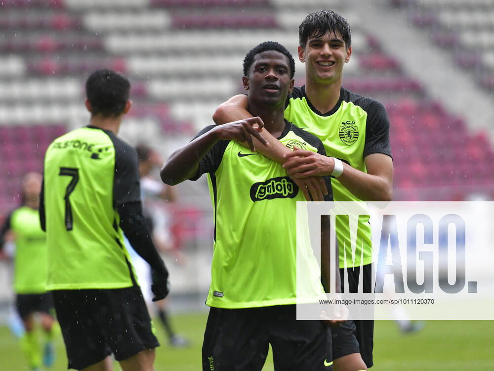 Diogo Cabral is enjoying after a goal scored in the football match between Dinamo Kyiv U19 and Sporting Club Portugal U19, within the UEFA Youth League, played at the Rapid Giulesti Stadium in Bucharest, on Thursday, April 7, 2022 Bucharest