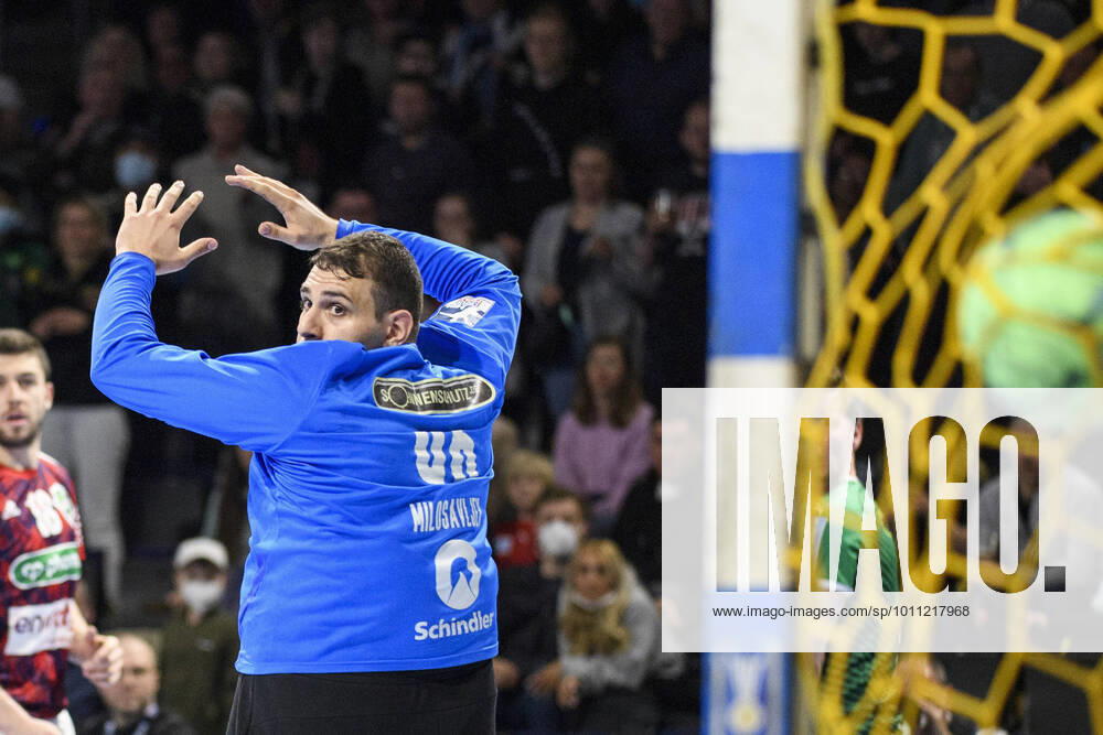 KW14 Dejan Milosavljev (Fuechse Berlin, 96), Sieg oder Niederlage - Tor, GER, Fuechse Berlin vs TSV Hannover Burgdorf, Handball 1. Bundesliga - Maenner, . Spieltag, Saison 2021 2022, 10.04.2022, GER, Fuechse Berlin vs TSV Hannover Burgdorf, Handball 1. Bundesliga - Maenner, . Spieltag, Saison 2021 2022, 10.04.2022, Berlin