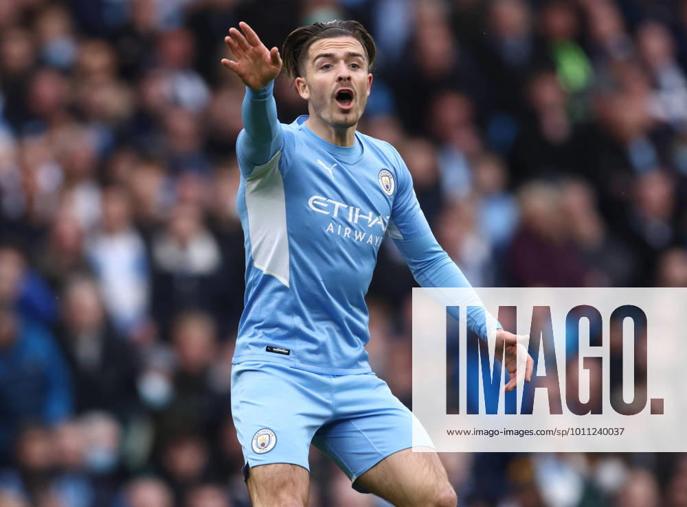 Manchester, England, 10th April 2022. Jack Grealish of Manchester City during the Premier League match at the Etihad Stadium, Manchester. Picture credit should read: Darren Staples Sportimage . SPI-1632-0134