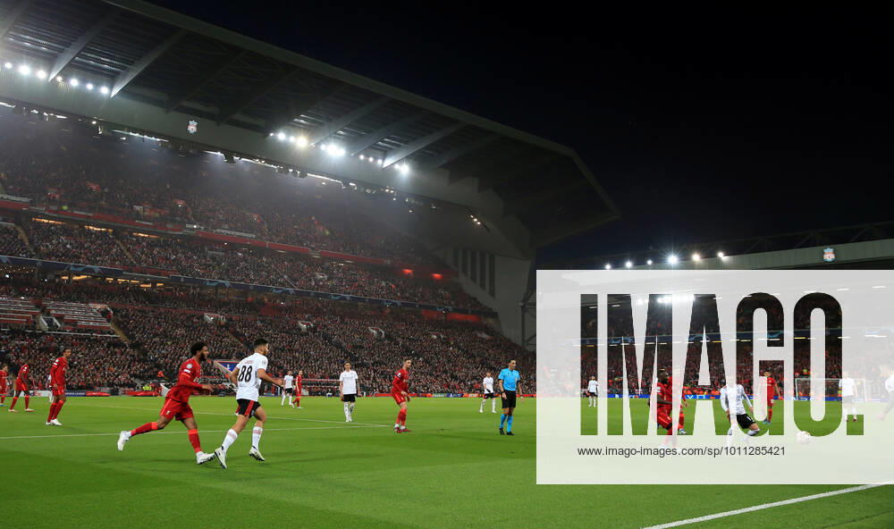 Football - UEFA Champions League - Quarter Final (2nd Leg) - Liverpool v SL Benfica 13th April 2022 - UEFA Champions League - Quarter Final (2nd Leg) - Liverpool v SL Benfica - a general view of the Anfield Road stadium - Photo: Simon Stacpoole Offside. Liverpool UK