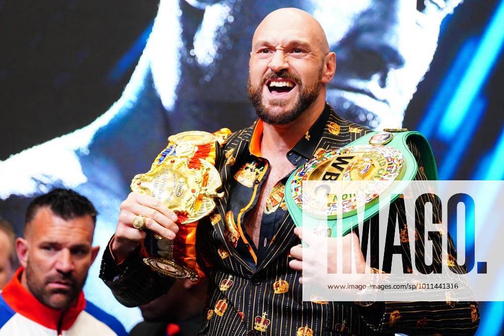 KW16 Mandatory Credit: Photo by Javier Garcia Shutterstock (12901495k) Tyson Fury during his pre-fight press conference, PK, Pressekonferenz Tyson Fury v Dillian Whyte, WBC Heavyweight Championship, Press Conference, Boxing, Wembley Stadium, London, UK - 20 Apr 2022 Tyson Fury v Dillian Whyte, WBC Heavyweight Championship, Press Conference, Boxing, Wembley Stadium, London, UK - 20 Apr 2022