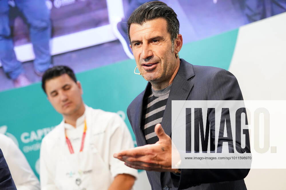Portuguese football legend Luis Figo performs a show-cooking by Epigen Healthy Bite during the Salon Gourmets 2022. April 26, 2022. (2022042638)