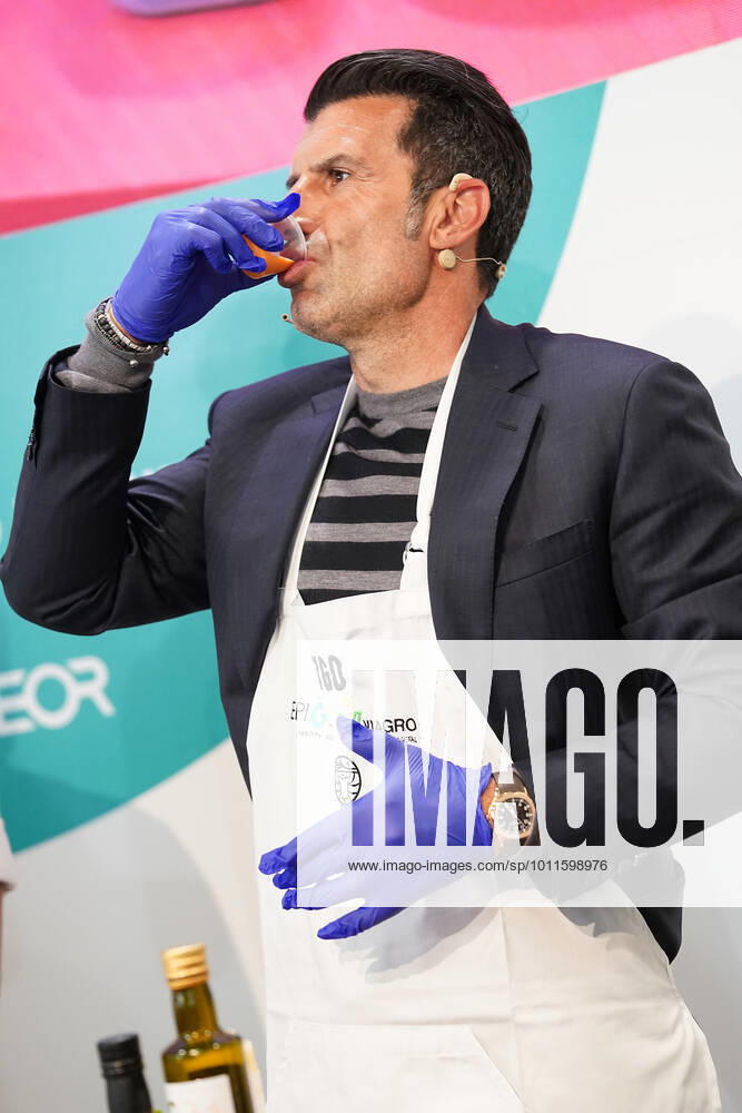 Portuguese football legend Luis Figo performs a show-cooking by Epigen Healthy Bite during the Salon Gourmets 2022. April 26, 2022. (2022042649)