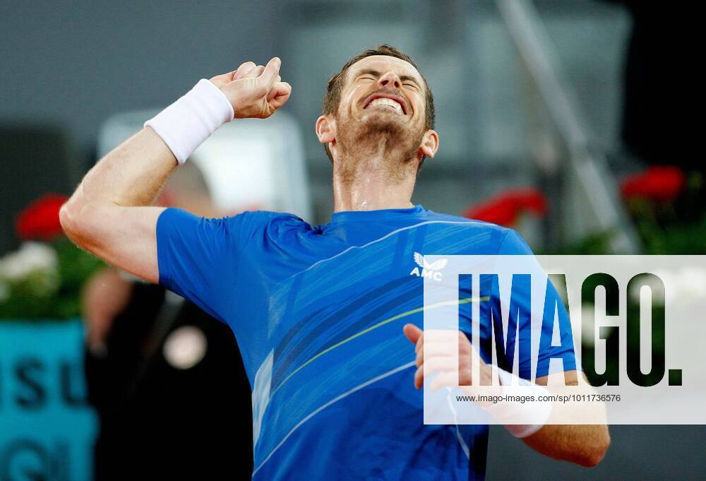 KW18 Mandatory Credit: Photo by Ella Ling Shutterstock (12915014bs) Andy Murray of GBR celebrates Mutua Madrid Open, Tennis, La Caja Magica, Madrid, Spain - 02 May 2022 Mutua Madrid Open, Tennis, La Caja Magica, Madrid, Spain