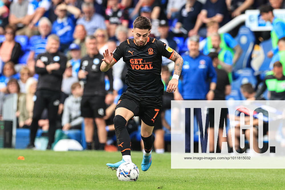 Sky Bet Championship Peterborough v Blackpool Owen Dale 7 of Blackpool breaks with the ball Peterborough Weston Homes Stadium Cambridgeshire United Kingdom