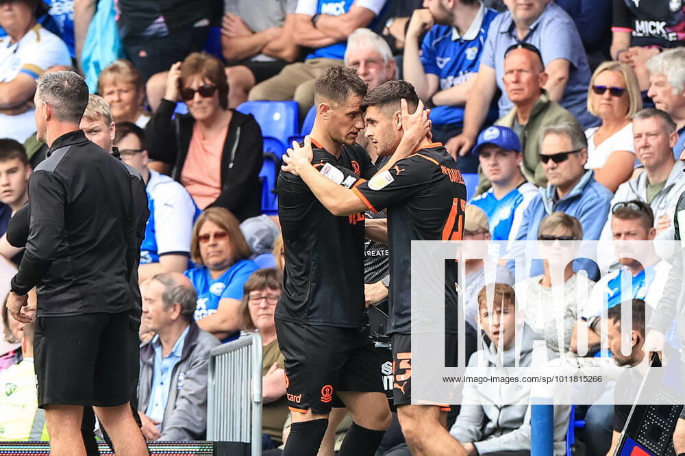Sky Bet Championship Peterborough v Blackpool Jake Daniels 43 of Blackpool comes on for Jerry Yates 9 of Blackpool as he makes his club debut Peterborough Weston Homes Stadium Cambridgeshire United Kingdom