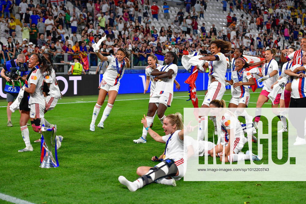 FC Barcelona, Barca v Olympique Lyon, UEFA Women?s Champions League final, football, Turin, Italy Turin, Italy. 21st, May 2022. The players of Olympique Lyon are celebrating winning the UEFA Women?s Champions League final between Barcelona and Olympique Lyon at Juventus Stadium in Turin. Turin Italy
