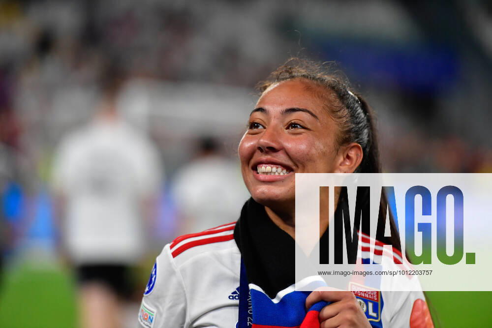 FC Barcelona, Barca v Olympique Lyon, UEFA Women?s Champions League final, football, Turin, Italy Turin, Italy. 21st, May 2022. Selma Bacha (4) of Olympique Lyon seen during the celebrations after the UEFA Women?s Champions League final between Barcelona and Olympique Lyon at Juventus Stadium in Turin. Turin Italy