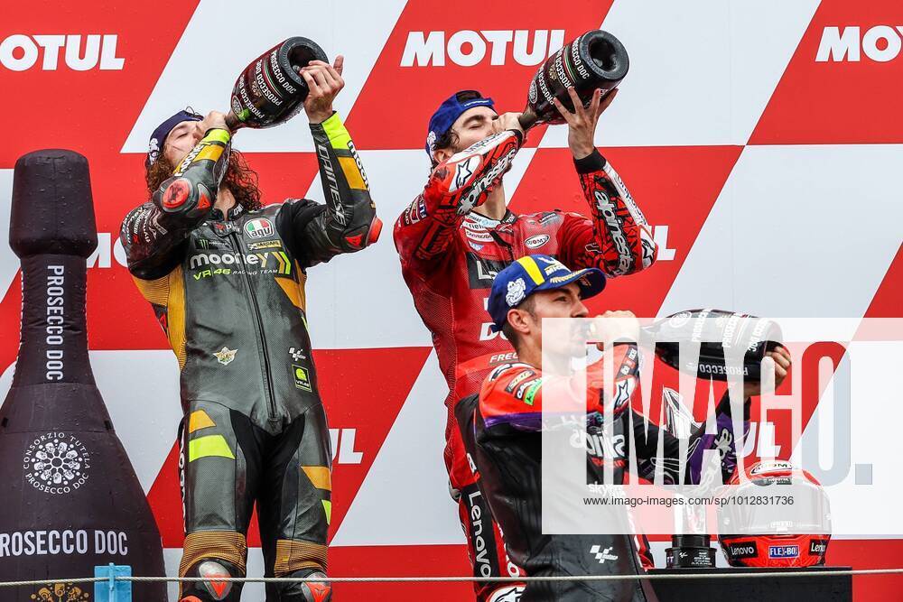 KW25 ASSEN - Marco Bezzecchi (ITA), Francesco Bagnaia (ITA), Maverick Vinales (SPA) after the MotoGP final on June 26, 2022 at the TT circuit of Assen, Netherlands. ANP VINCENT JANNINK MotoGP of Netherlands - Race 2021 2022 ANPxSportx IVx
