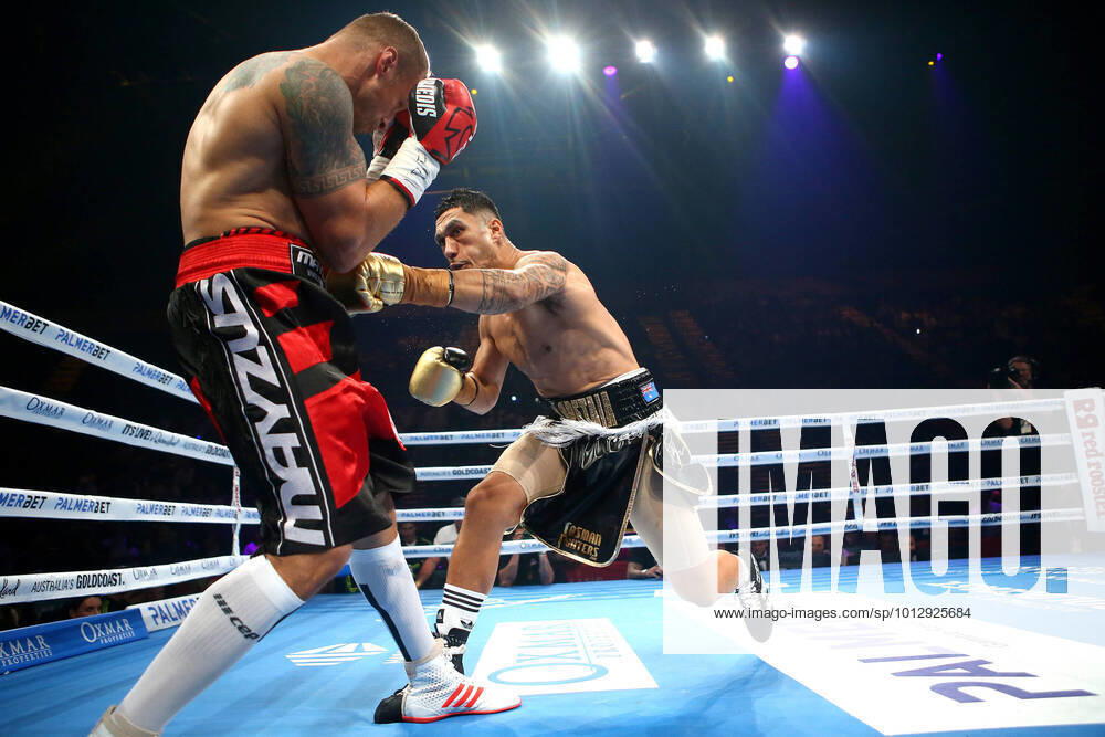 KW26 BOXING OPETAIA BRIEDIS, Mairis Briedis (left) fights Jai Opetaia during the world cruiserweight championship boxing match between Jai Opetaia and Mairis Briedis at the Gold Coast Convention Centre on the Gold Coast, Saturday, July 2, 2022. ( NO ARCHIVING, , NO USE IN BOOKS WITHOUT CONSENT GOLD COAST QUEENSLAND AUSTRALIA