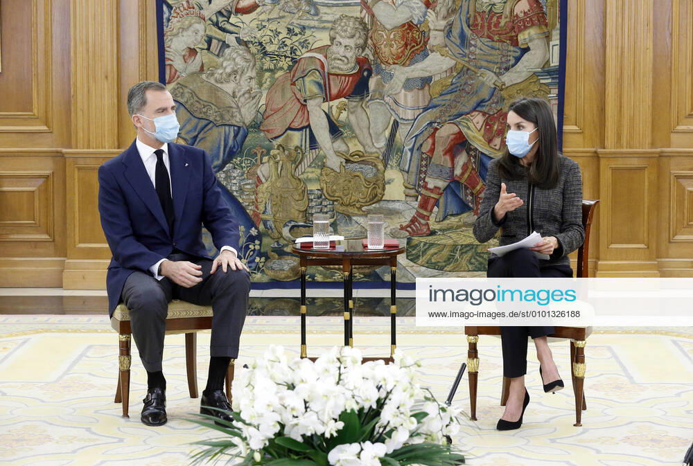 Bilder des Jahres 2020, Entertainment 05 Mai Entertainment Themen der Woche KW22 28-05-2020 Madrid King Felipe and Queen Letizia attends an audience with 8 young Spanish talents from research, technology, business, culture and social action have exposed in an open dialogue with the King and Queen how they believe that the COVID19 pandemic is affecting Spanish society and what their vision is of future at Zarzuela Palace in Madrid, Spain
