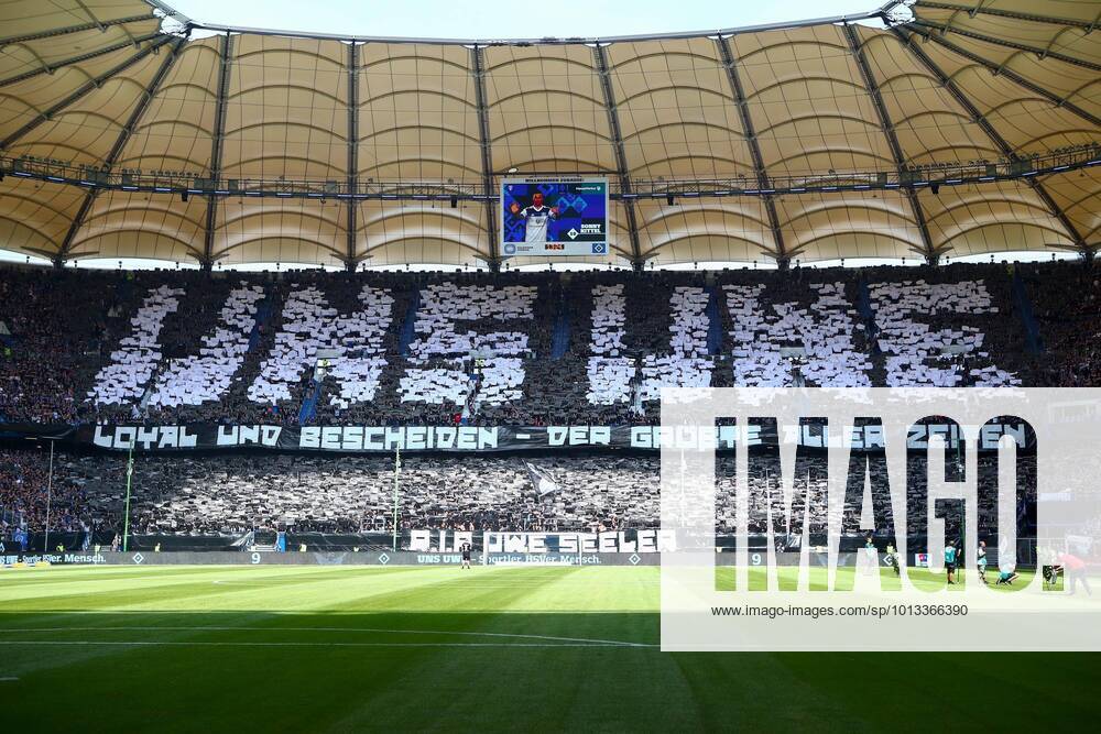 Fussball 2. Bundesliga, Hamburger SV - 1. FC Kaiserslautern, v.l. Choreografie Choreo Uwe Seeler Hamburg