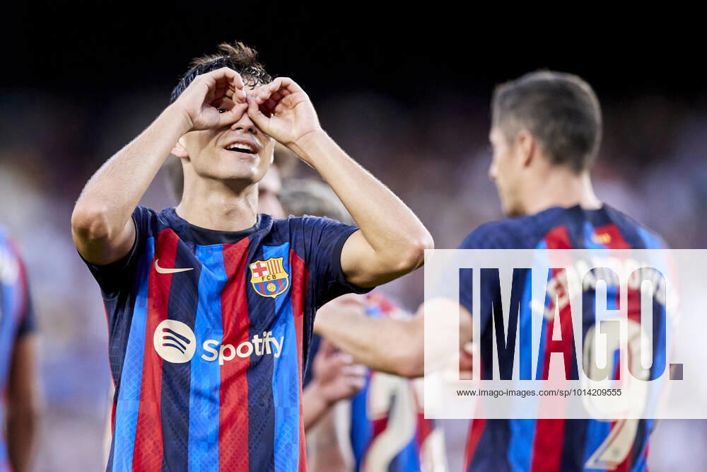 ESP: FC Barcelona, Barca v Real Valladolid CF - La Liga Santander Pedro Gonzalez Pedri of FC Barcelona celebrates after scoring his team s second goal during the La Liga Santander match between FC Barcelona and Real Valladolid CF at Spotify Camp Nou on August 28, 2022, in Barcelona, Spain. Barcelona Spotify Camp Nou Catalunya Spain _RL_FCBvVALL_041_431