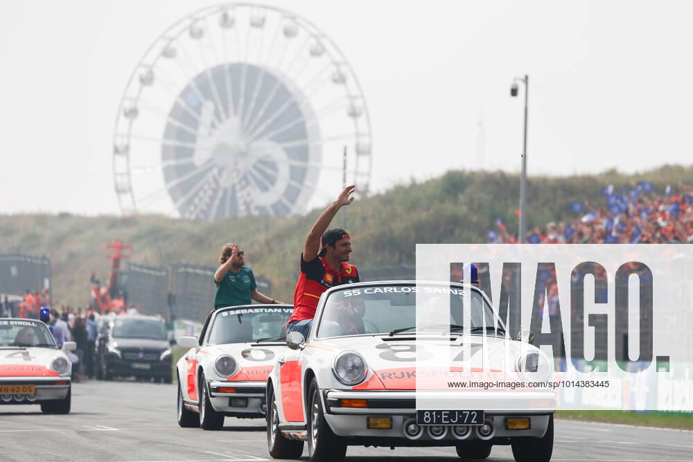 F1 Grand Prix Of The Netherlands Carlos Sainz of Ferrari during the drivers parade ahead of the Formula 1 Grand Prix of The Netherlands at Zandvoort circuit in Zandvoort, Netherlands on September 4, 2022. Zandvoort Netherlands
