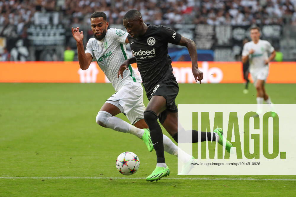 - UEFA Champions League: Eintracht Frankfurt - Sporting Lissabon am 07.09.2022 im Deutsche Bank Park in Frankfurt Randal Kolo Muani (Frankfurt 9) gegen Jeremiah St Juste (Sporting 3)