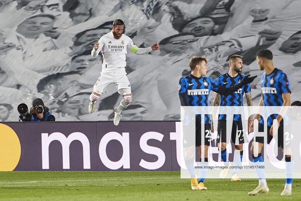Real Madrid v Inter Milan, UEFA Champions League, Group B, date 3. Football, Alfredo Di Stefano Stadium, Madrid, Spain - 3 NOV 2020 Sergio Ramos of Real Madrid celebrates after scoring the 2-0 Madrid Madrid SPAIN