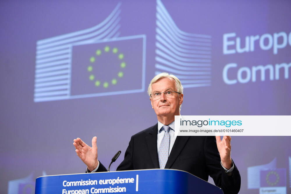 (200605) -- BRUSSELS, June 5, 2020 (Xinhua) -- Michel Barnier, the European Union s (EU) chief negotiator with the United Kingdom on the UK s withdrawal from the EU, speaks during a press conference in Brussels, Belgium, June 5, 2020. Michel Barnier said on Friday that there have been no significant areas of progress after the end of the fourth round of talks with the UK on their post-Brexit relations. (European Union Handout via Xinhua) BELGIUM-BRUSSELS-EU-UK-NEGOTIATION-PRESS CONFERENCE