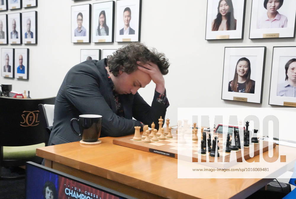KW41 Chess Grandmaster Hans Niemann (19) thinks about his next move during a match against Chess Grandmaster Ray Robson in Round Six of the U.S. Championship 2022 at the St. Louis Chess Club in St. Louis on Tuesday, October 11, 2022. SLP2022101104 BILLxGREENBLATT