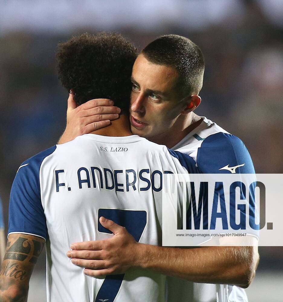 Foto Spada LaPresse 23 ottobre 2022 - Bergamo , Italia - calcio - Atalanta vs Lazio - Campionato italiano di calcio Serie A TIM 2022 2023 - Stadio Gewiss. Nella foto: esultanza dopo il gol 0-2 Felipe Anderson (SS Lazio); Adam Marusic (SS Lazio); October 23 , 2022 Bergamo , Italy - sport, calcio - Atalanta vs Lazio - Serie A Football Championship 2022 2023 - Gewiss Stadium . In the pic: celebrates after scoring 0-2 Felipe Anderson (SS Lazio); Adam Marusic (SS Lazio);