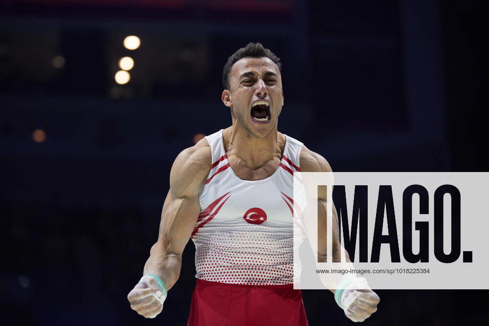 KW44 (221106) -- LIVERPOOL, Nov. 6, 2022 -- Adem Asil of T¨¹rkiye celebrates after the men s rings final at the 51st FIG Artistic Gymnastics World Championships in Liverpool, Britain, Nov. 5, 2022. ) (SP)BRITAIN-LIVERPOOL-ARTISTIC GYMNASTICS-WORLD CHAMPIONSHIPS-MEN S RINGS FINAL MengxDingbo