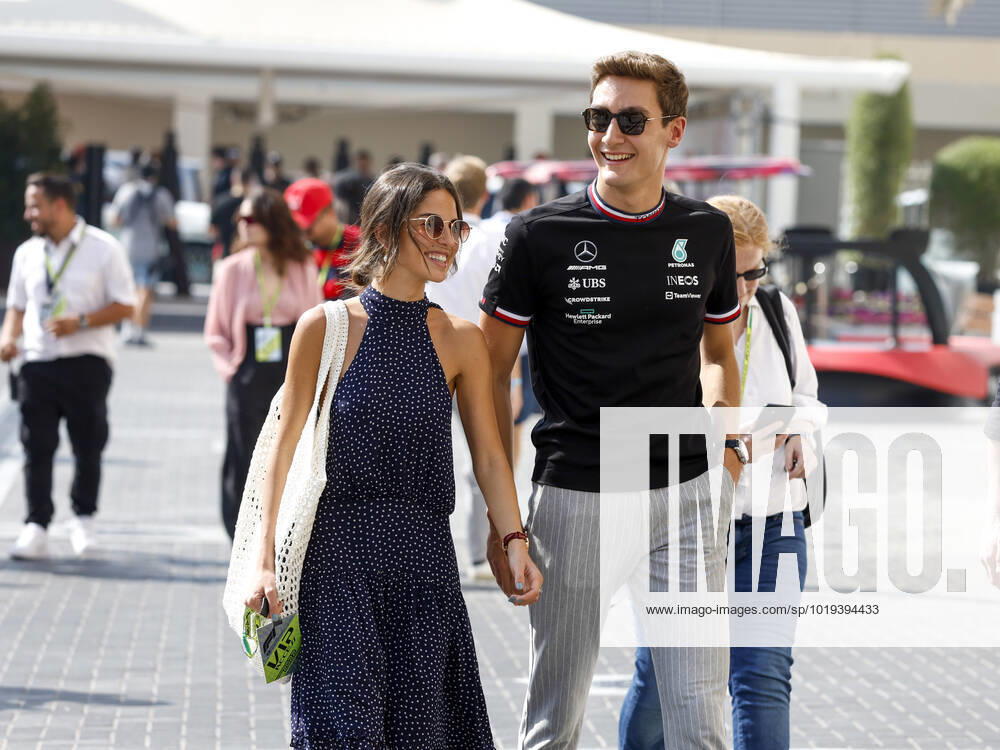 63 George Russell (GBR, Mercedes-AMG Petronas F1 Team) and his girlfriend Carmen Montero Mundt, F1 Grand Prix of Abu Dhabi at Yas Marina Circuit on November 19, 2022 in Abu Dhabi, United Arab Emirates. (Photo by HOCH ZWEI) Abu Dhabi United Arab Emirates