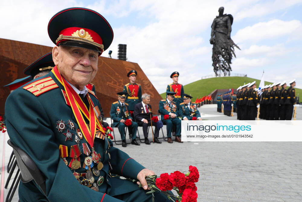 A war veteran attends a ceremony to unveil the Rzhev Memorial to the Soviet Soldier near the village of Khoroshevo. A construction project initiated by veterans and funded by donations, the war memorial commemorates Soviet soldiers killed in the Battles of Rzhev in World War II. Mikhail Klimentyev Russian Presidential Press and Information Office TASS TS0DE96E