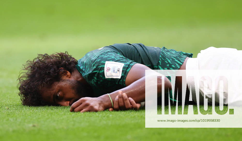 Doha, Qatar, 22nd November 2022. Yasser Alshahrani of Saudi Arabia lies injured during the FIFA World Cup, WM, Weltmeisterschaft, Fussball 2022 match at Lusail Stadium, Doha. Picture credit should read: David Klein Sportimage . SPI-2054-0129